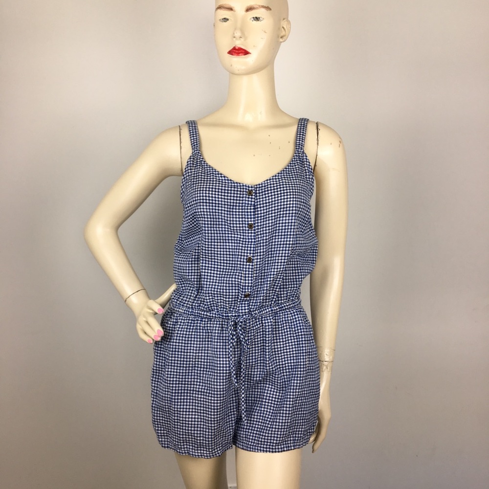 Old Navy Blue Plaid Romper